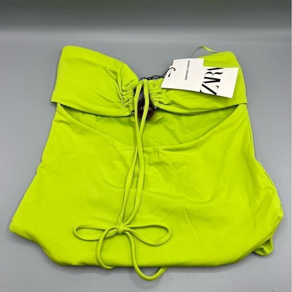 Zara Lime Green Bead Bandeau One Piece Swimsuit - Picture 2 of 5